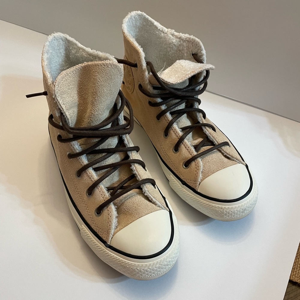 Converse high tops, suede with fleece lining. Size 7 womens